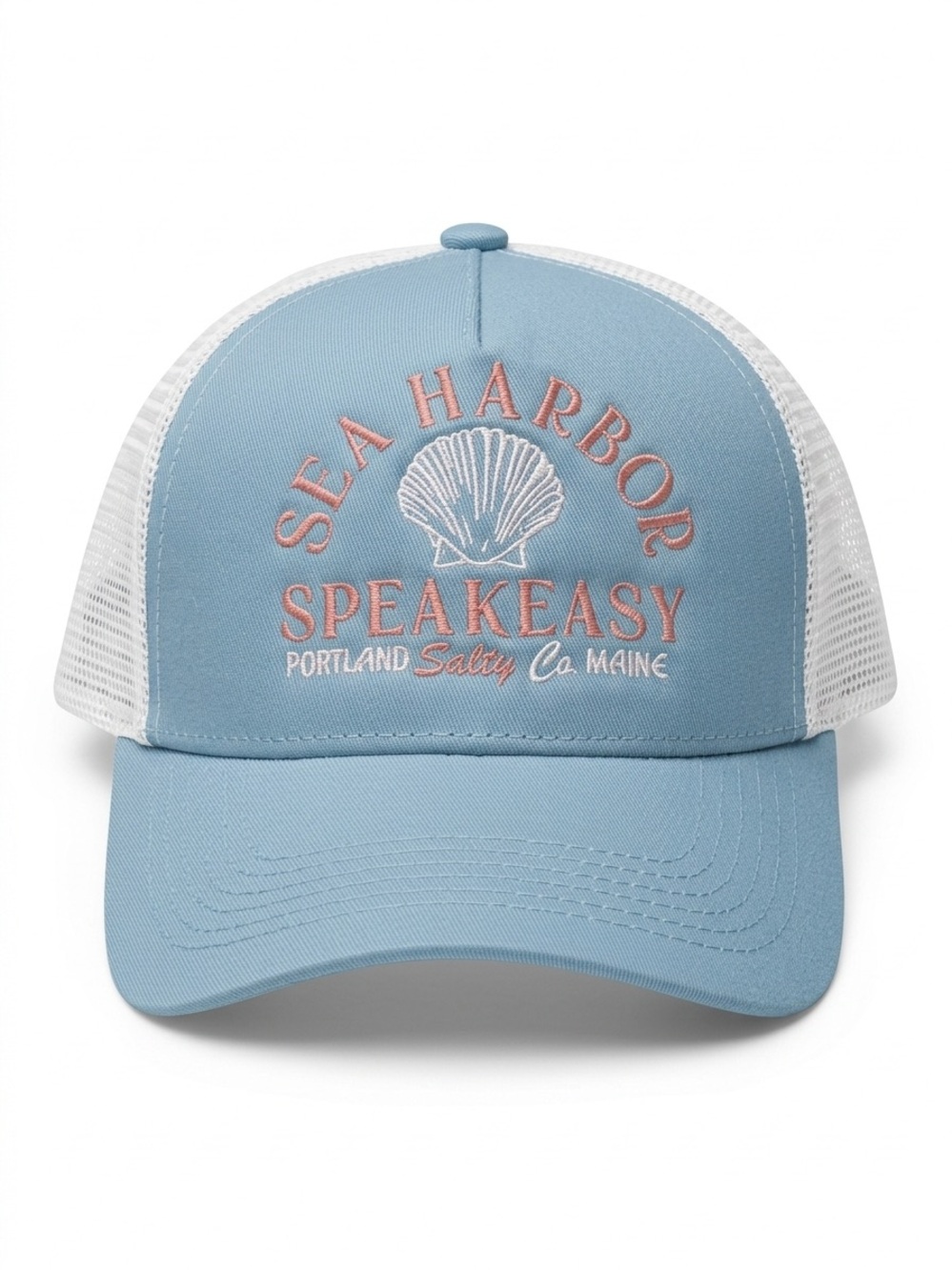 NWT Well/Worn Anthropologie Sea Harbor Speakeasy Mesh-Back Trucker Hat Aqua Blue